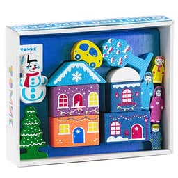Конструктор деревянный «Цветной городок Новогодний», 14 деталей