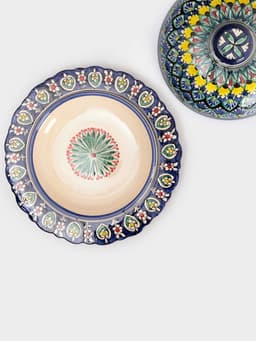 Блинница узбекская Риштанская Керамика «Узоры», d=24 см, керамика, синяя