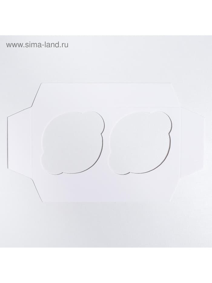 Коробка для капкейков, кондитерская упаковка, 2 ячейки «Present», 16×8×7.5 см