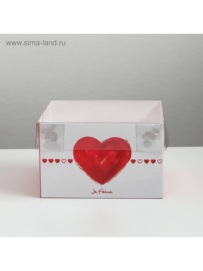 Коробка для капкейков, кондитерская упаковка, 4 ячейки «Ja t`aime», 16×16×10 см