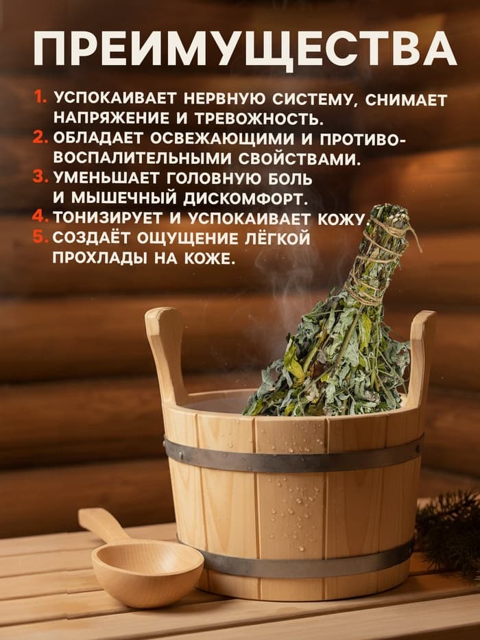Веник для бани, мята, 45 (± 5 см), «Добропаровъ»