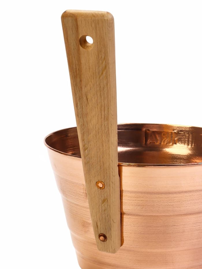 Набор для бани и сауны «Каменка», из двух предметов: ушат, 5 л, медь, деревянная ручка и черпак, 200 мл, медь, деревянная ручка