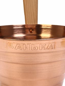 Набор для бани и сауны «Каменка», из двух предметов: ушат, 5 л, медь, деревянная ручка и черпак, 200 мл, медь, деревянная ручка