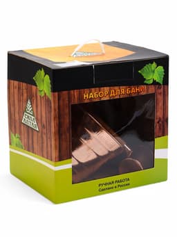 Набор для бани и сауны «Каменка», из двух предметов: ушат, 5 л, медь, деревянная ручка и черпак, 200 мл, медь, деревянная ручка