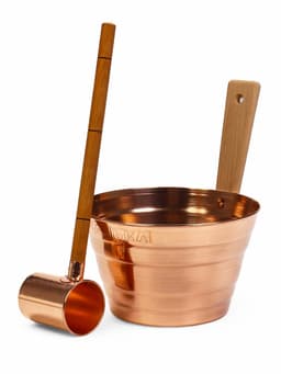 Набор для бани и сауны «Каменка», из двух предметов: ушат, 5 л, медь, деревянная ручка и черпак, 200 мл, медь, деревянная ручка