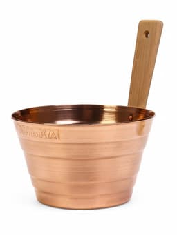 Набор для бани и сауны «Каменка», из двух предметов: ушат, 5 л, медь, деревянная ручка и черпак, 200 мл, медь, деревянная ручка