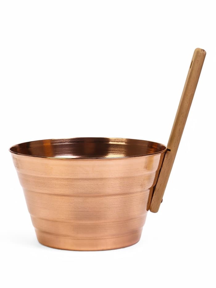Набор для бани и сауны «Каменка», из двух предметов: ушат, 5 л, медь, деревянная ручка и черпак, 200 мл, медь, деревянная ручка