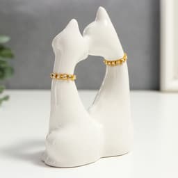 Фигурка керамика «Белые кот и кошка в цветок, ошейник из страз», 12×9×4.5 см