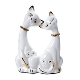 Фигурка керамика «Белые кот и кошка в цветок, ошейник из страз», 12×9×4.5 см