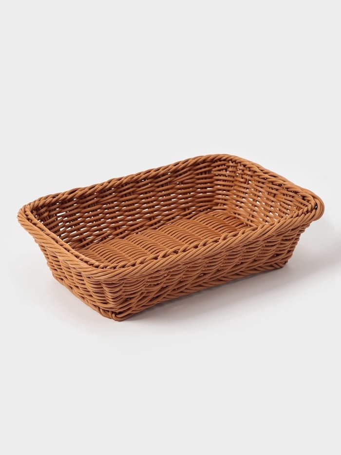 Корзина для продуктов Доляна, 30×19.5×6 см, плетёная, пластик, коричневая