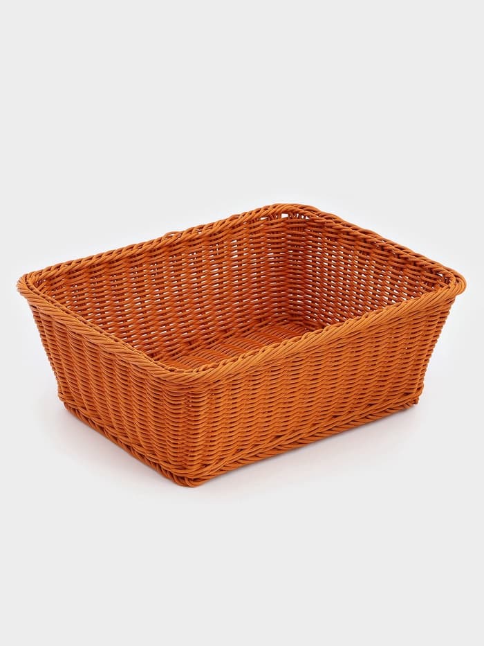 Корзина для продуктов Доляна, 40×30×15 см, пластик, плетёная, коричневая