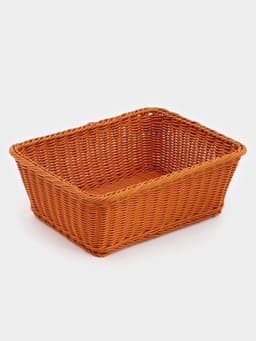 Корзина для продуктов Доляна, 40×30×15 см, пластик, плетёная, коричневая