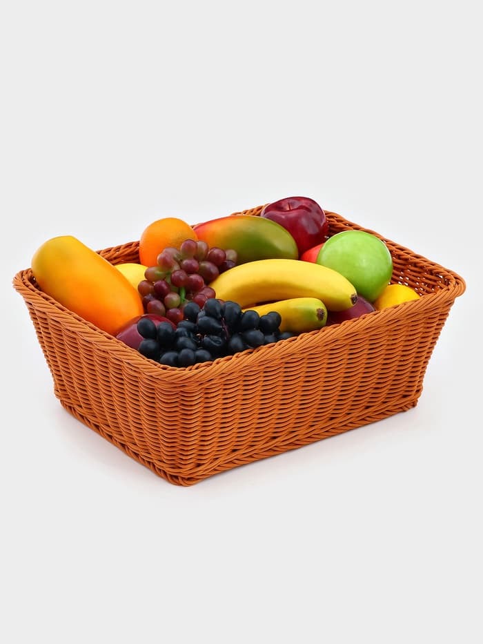 Корзина для продуктов Доляна, 40×30×15 см, пластик, плетёная, коричневая