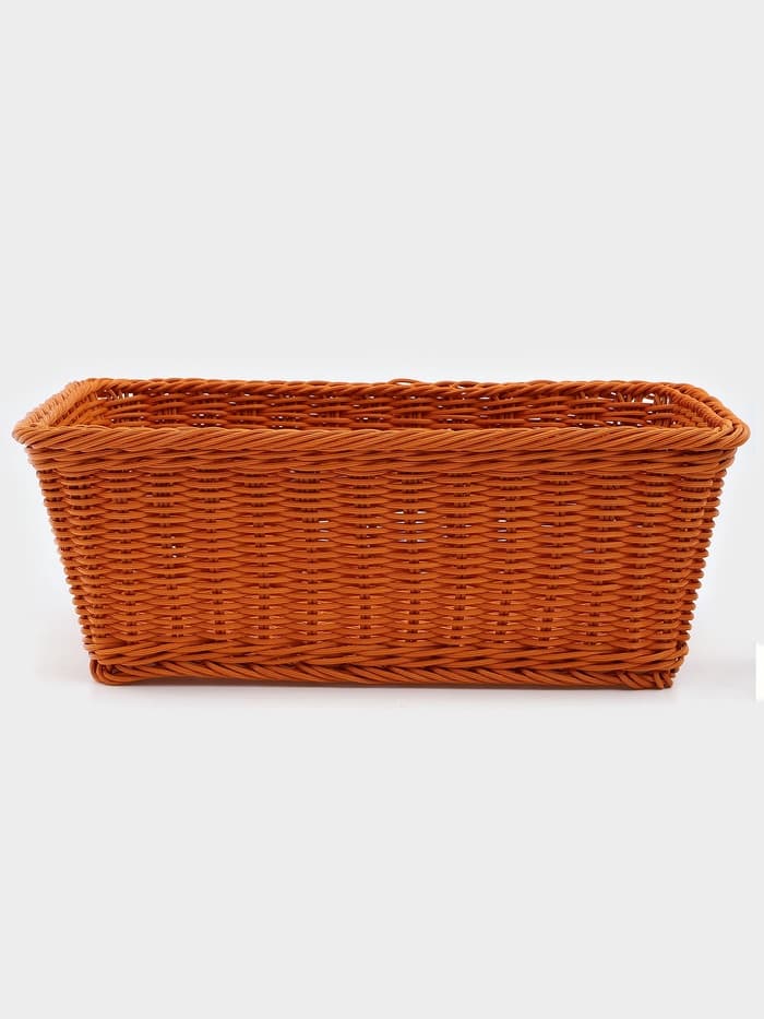 Корзина для продуктов Доляна, 40×30×15 см, пластик, плетёная, коричневая