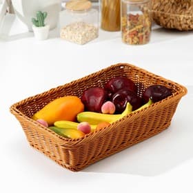 Корзина для продуктов Доляна, 40×25×10 см, плетёная, пластик, коричневая