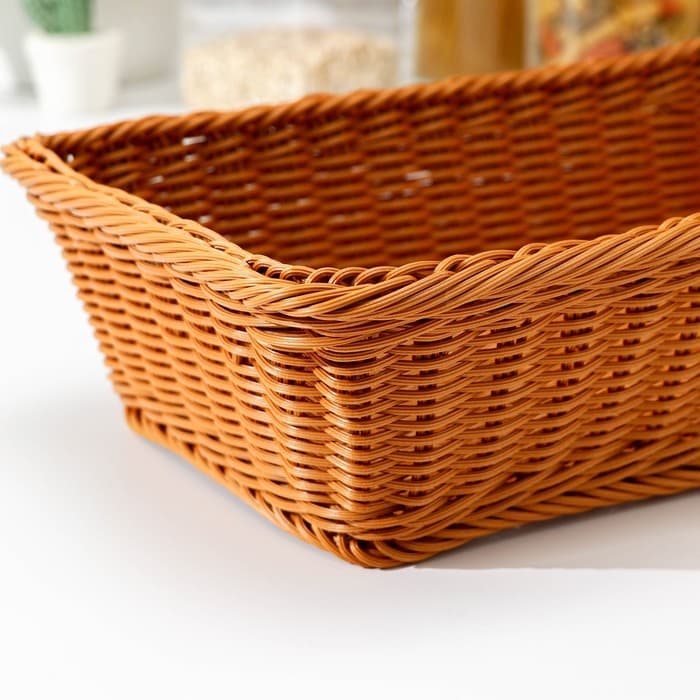 Корзина для продуктов Доляна, 40×25×10 см, плетёная, пластик, коричневая