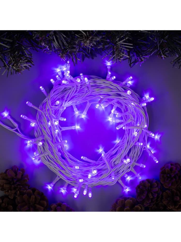 Гирлянда «Нить» 10 м, IP44, белая нить, 100 LED, свечение фиолетовое, 8 режимов, 220 В