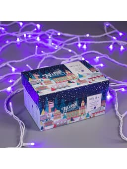 Гирлянда «Нить» 10 м, IP44, белая нить, 100 LED, свечение фиолетовое, 8 режимов, 220 В