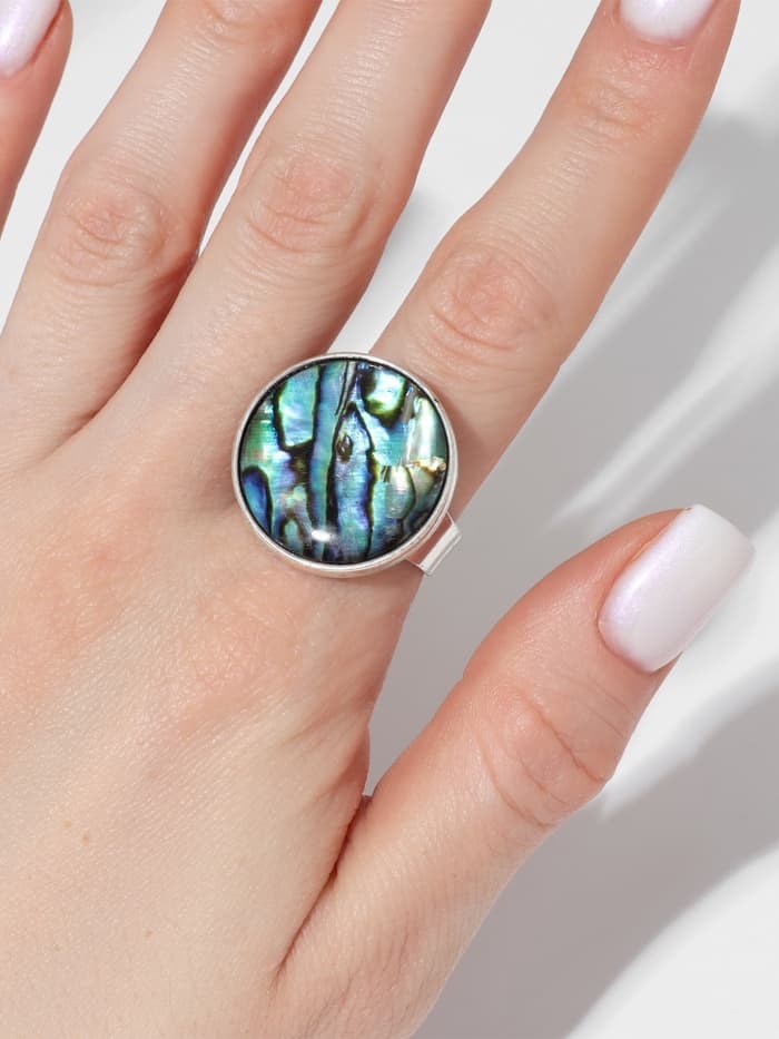 Кольцо из эпоксидной смолы «Галиотис», круг, безразмерное