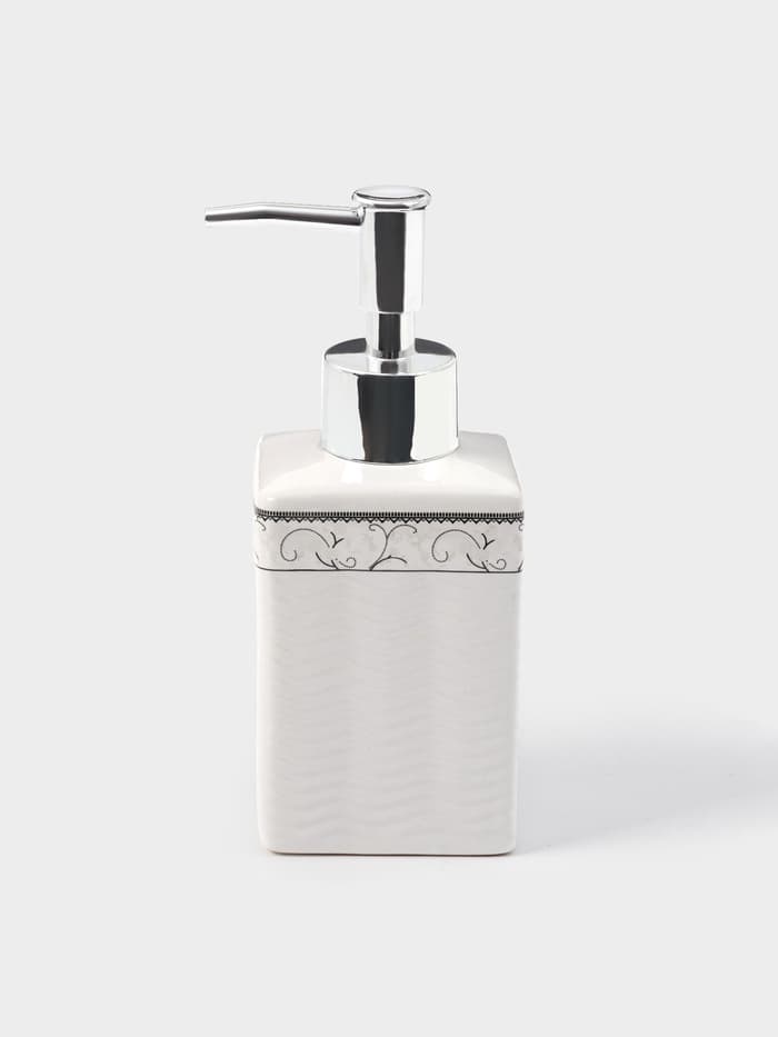 Набор аксессуаров для ванной комнаты «Завитки», 4 предмета, мыльница, дозатор для мыла, 2 стакана, белый