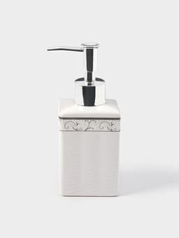 Набор аксессуаров для ванной комнаты «Завитки», 4 предмета, мыльница, дозатор для мыла, 2 стакана, белый