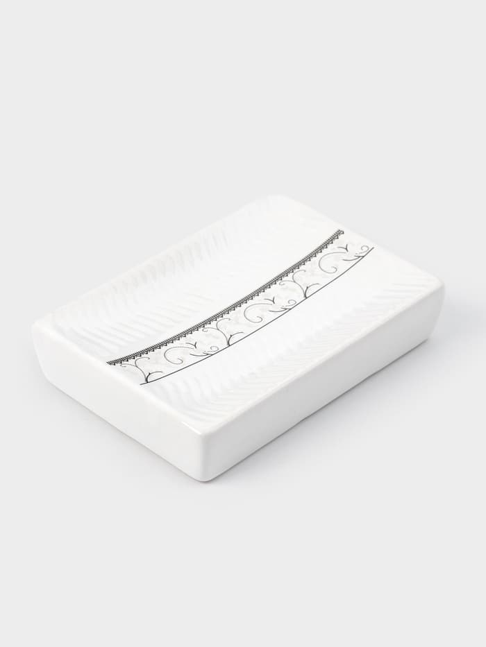 Набор аксессуаров для ванной комнаты «Завитки», 4 предмета, мыльница, дозатор для мыла, 2 стакана, белый