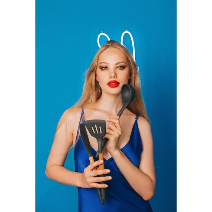 Лопатка с прорезями Доляна «Брауни», 32×7 см, серая, бежевая