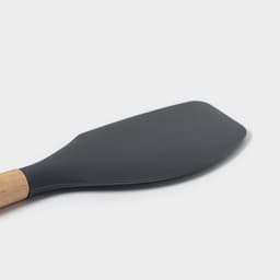 Лопатка кухонная Доляна «Брауни», 32×6 см, силикон, бук, чёрная