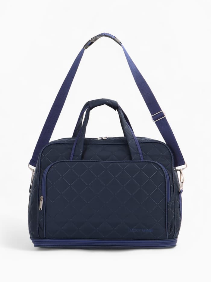 Сумка дорожная на молнии, с увеличением, 2 наружных кармана, длинный ремень, синяя