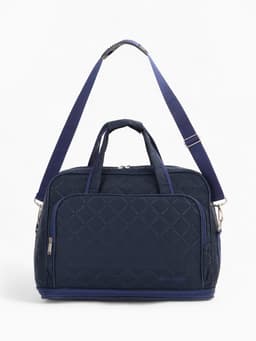 Сумка дорожная на молнии, с увеличением, 2 наружных кармана, длинный ремень, синяя