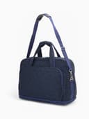 Сумка дорожная на молнии, с увеличением, 2 наружных кармана, длинный ремень, синяя