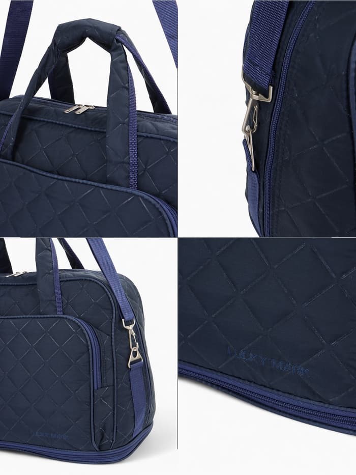 Сумка дорожная на молнии, с увеличением, 2 наружных кармана, длинный ремень, синяя