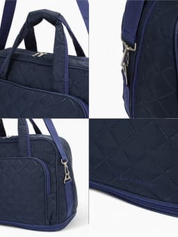 Сумка дорожная на молнии, с увеличением, 2 наружных кармана, длинный ремень, синяя