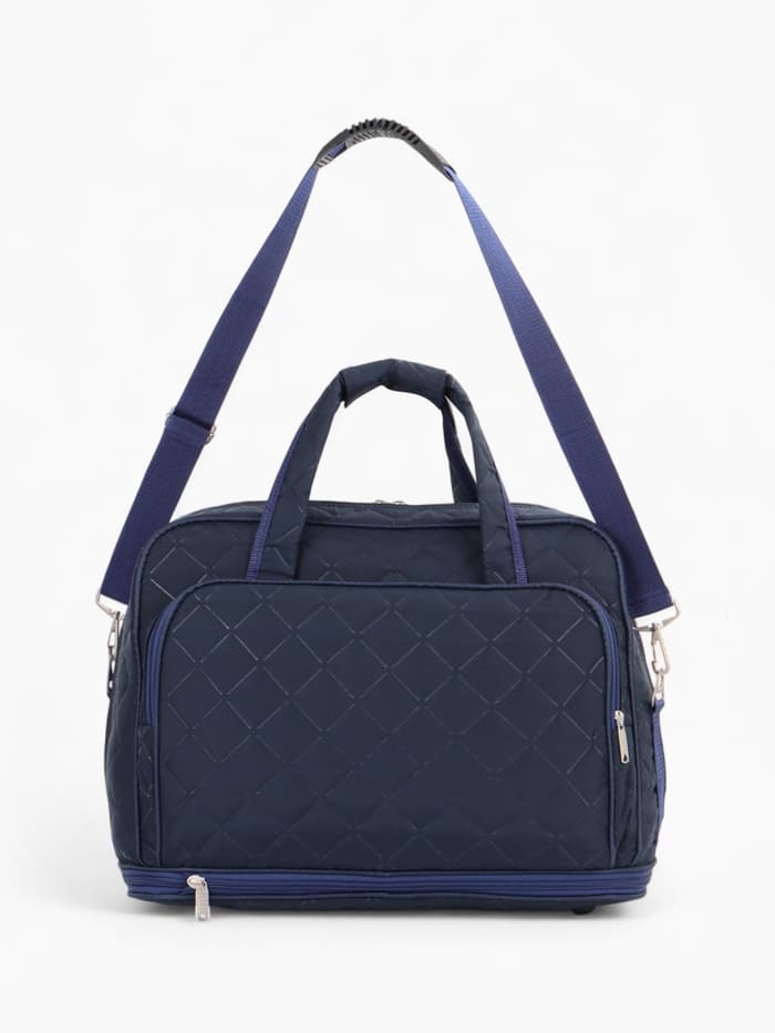 Сумка дорожная на молнии, с увеличением, 2 наружных кармана, длинный ремень, синяя