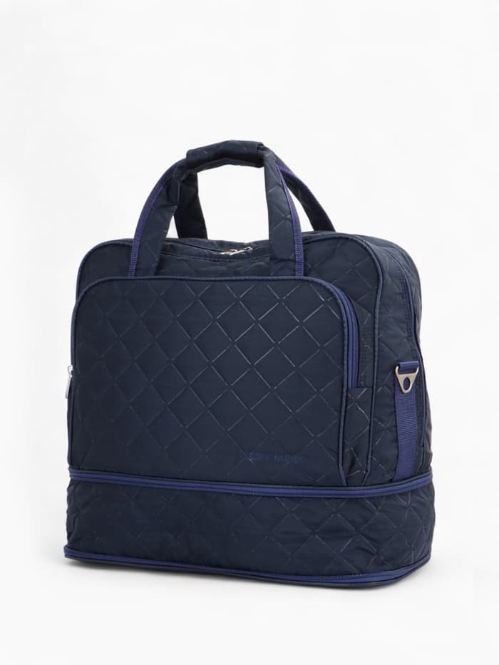 Сумка дорожная на молнии, с увеличением, 2 наружных кармана, длинный ремень, синяя