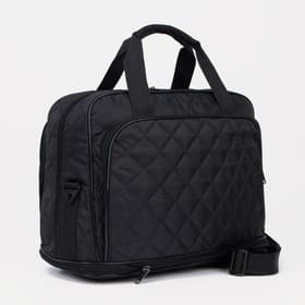 Сумка дорожная на молнии, с увеличением, наружный карман, длинный ремень, чёрная