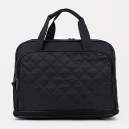 Сумка дорожная на молнии, с увеличением, наружный карман, длинный ремень, чёрная