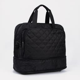 Сумка дорожная на молнии, с увеличением, наружный карман, длинный ремень, чёрная