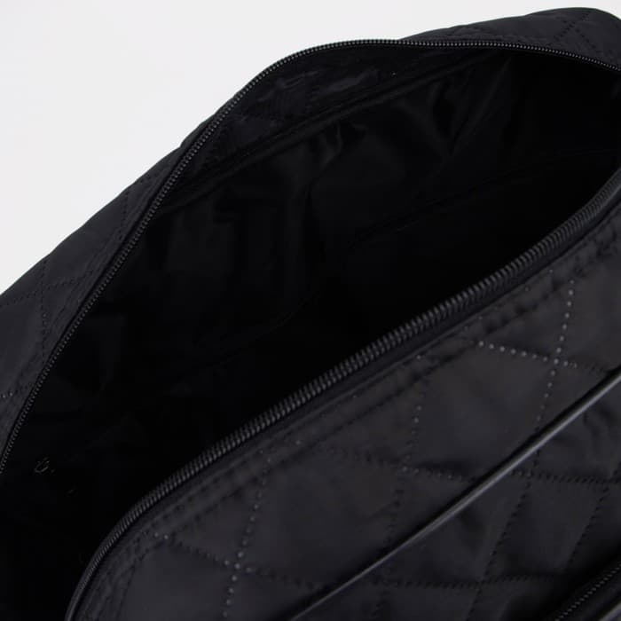 Сумка дорожная на молнии, с увеличением, наружный карман, длинный ремень, чёрная