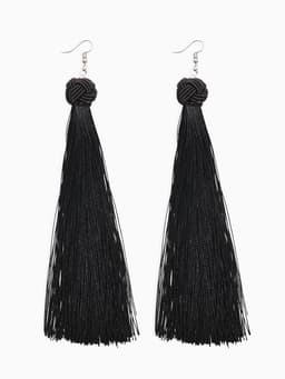 Серьги «Кисти», романс, чёрные в серебре, длина кисти 16 см
