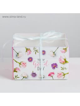 Коробка для капкейков, кондитерская упаковка, 4 ячейки «Today is a good day», 16 х 16 х 10 см