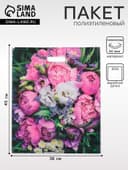 Пакет «Пионы», полиэтиленовый с вырубной ручкой, 38×45 см, 60 мкм