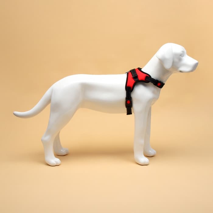 Шлейка К7, размер М, ОГ 52-66 см, вес 9.5-17.5 кг, мягкая, светоотражающая, красная