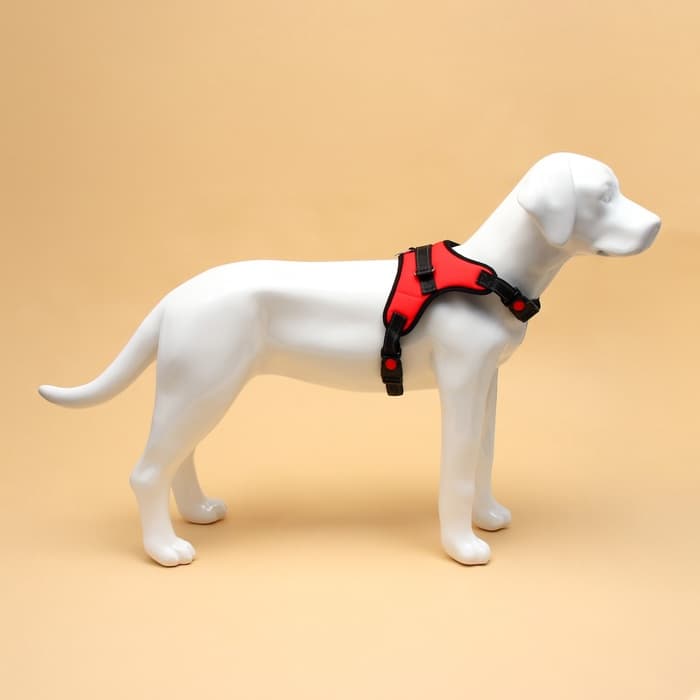 Шлейка К7, размер L, ОГ 64-86 см, вес 18-27.5 кг, мягкая, светоотражающая, красная