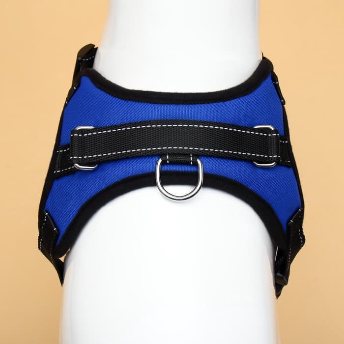 Шлейка К7, размер М, ОГ 52-66 см, вес 9.5-17.5 кг, мягкая, светоотражающая, синяя