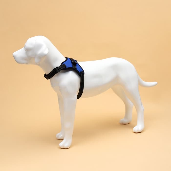 Шлейка К7, размер L, ОГ 64-86 см, вес 18- 27.5 кг, мягкая, светоотражающая, синяя