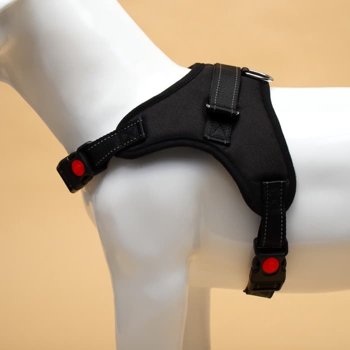 Шлейка К7, размер XL, ОГ 74-92 см, вес 28-47.5 кг, мягкая, светоотражающая, чёрная