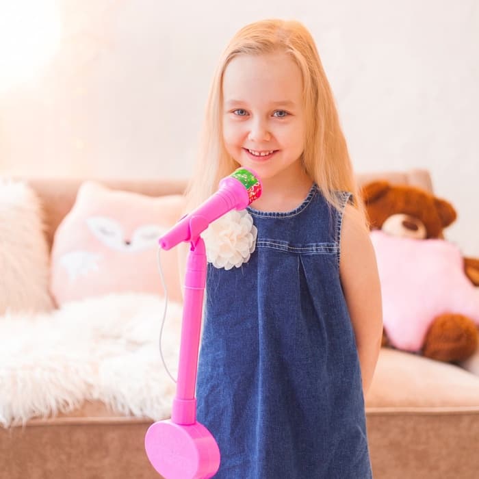 Микрофон ZABIAKA Микрофон на стойке «Ты звезда», высота 80 см, розовый