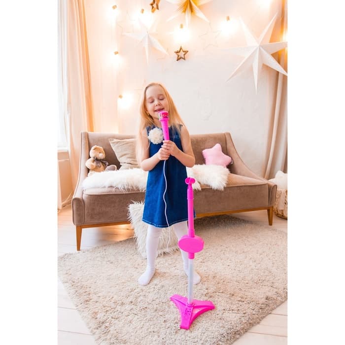 Микрофон ZABIAKA Микрофон на стойке «Ты звезда», высота 80 см, розовый