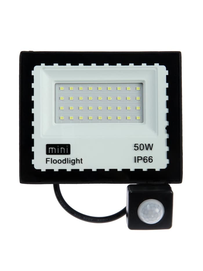Прожектор светодиодный, 50 Вт, 4000 Лм, 6500К, Датчик движения, IP66